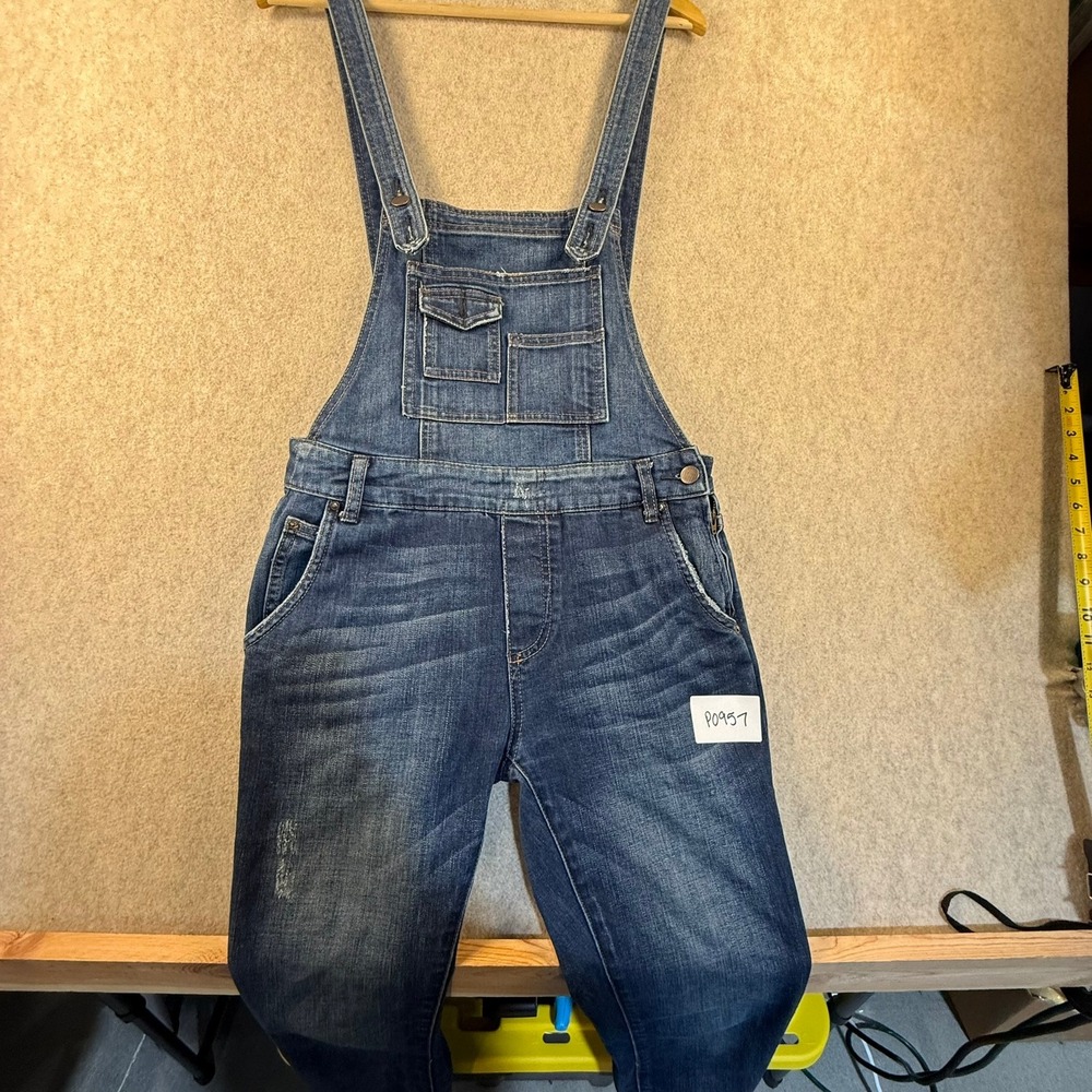 Free People Denim Overalls Medium Wash Distressed Bib Dungarees Size 26